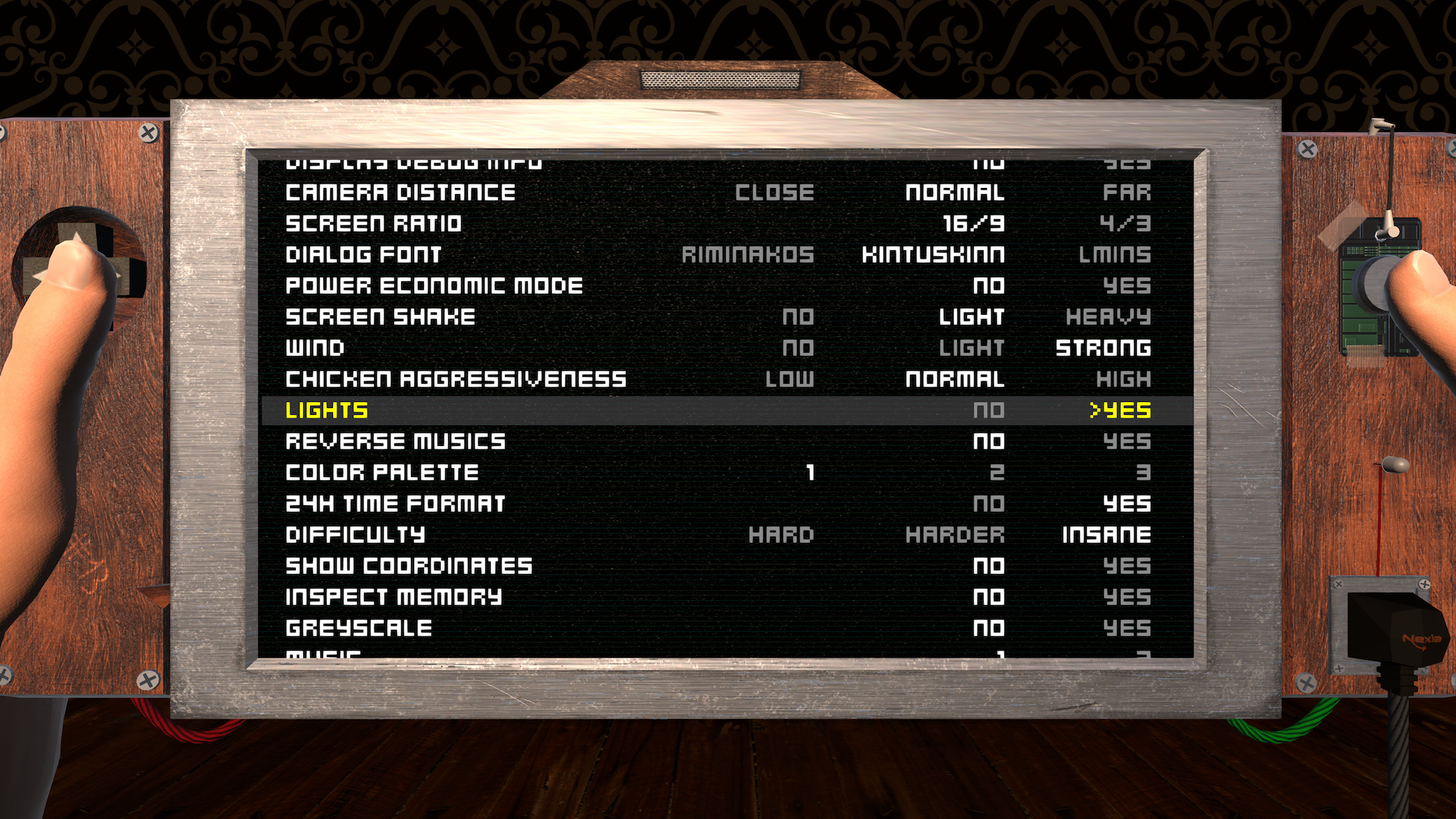 Game Settings - The settings menu